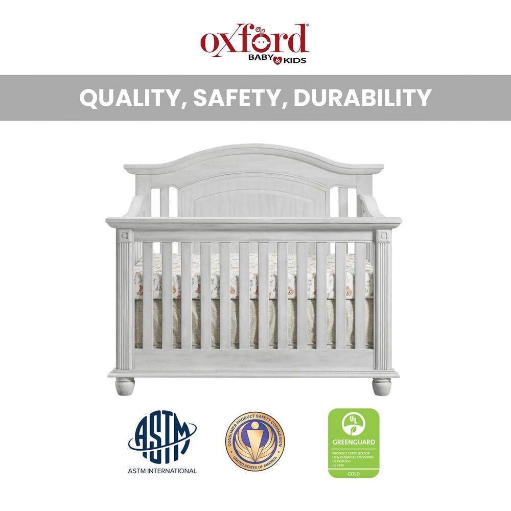 Oxford Baby London Lane 4-In-1 Convertible Crib in Vintage White, , large