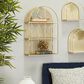 Maple and Jade 3-Level Rounded Room Wall Shelf with Arch Pattern in Gold, , large