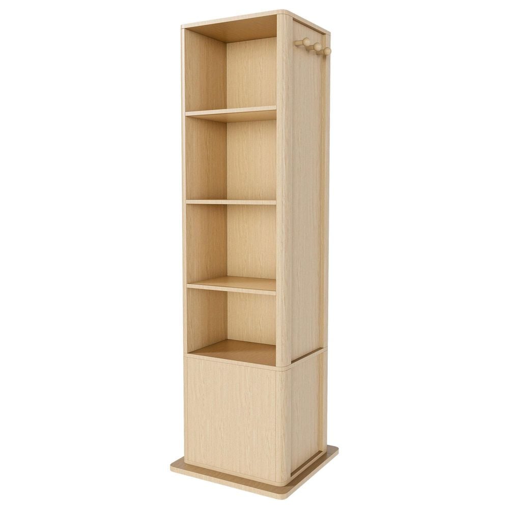 GigaCloud Rotating Jewelry Cabinet with Full-length Mirror, Coat Rack and Shelves in Walnut, , large