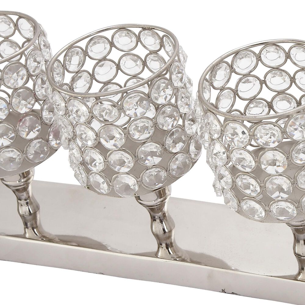 Maple and Jade 21&quot; x 6&quot; Hurricane Lamp in Gloss Silver, , large