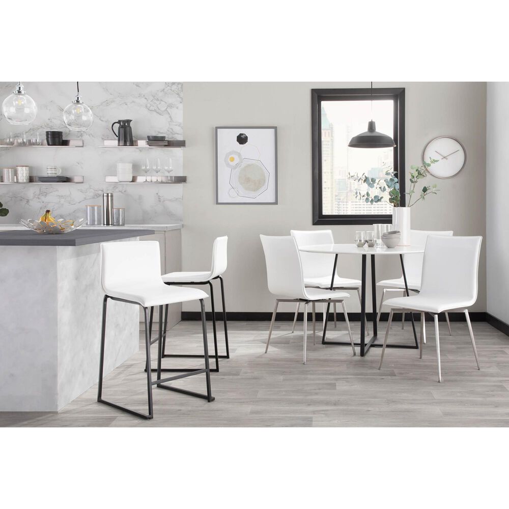 Lumisource Mara Counter Stool with White Cushion in Black &#40;Set of 2&#41;, , large
