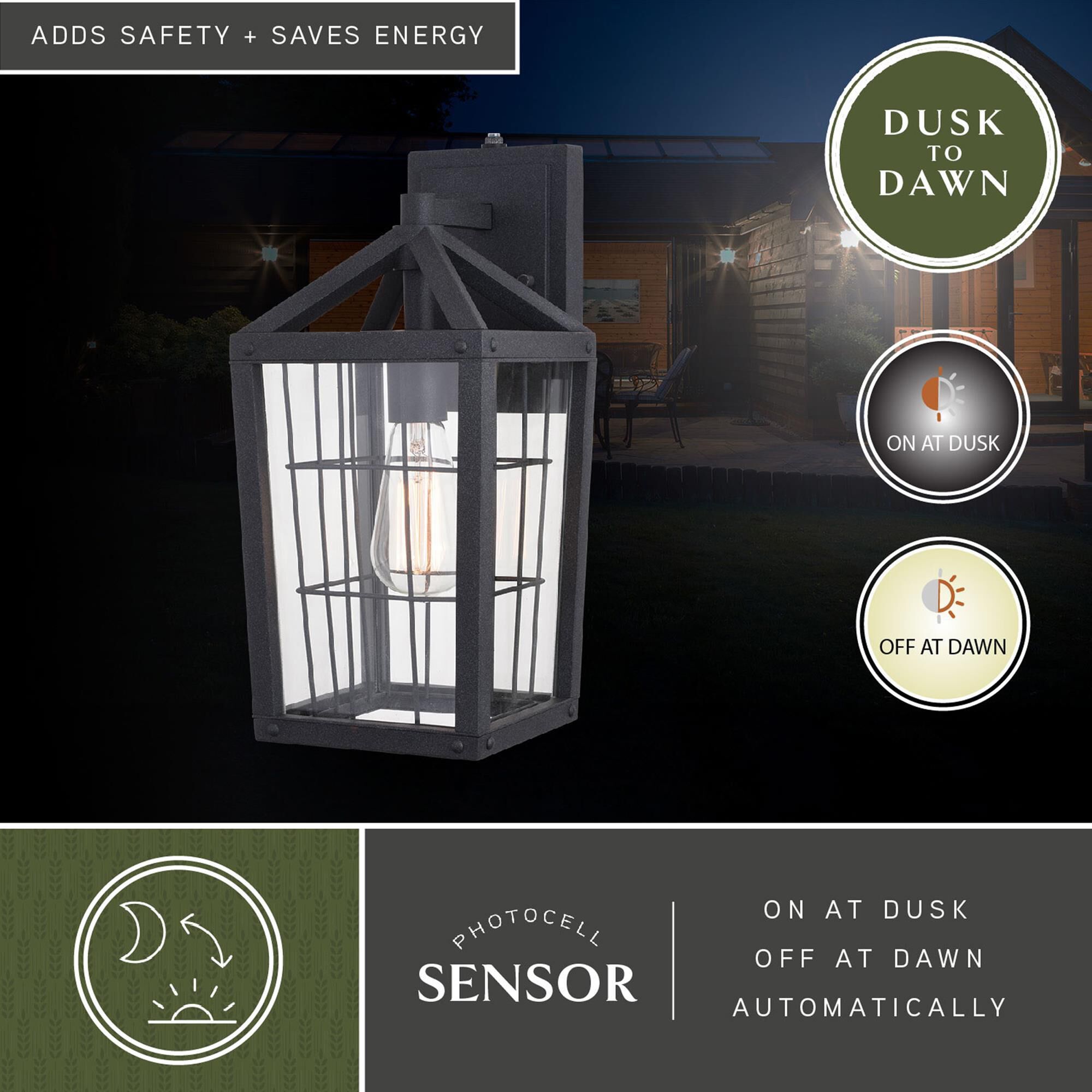 Vaxcel Gage 1-Light Outdoor Wall Sconce in Volcanic Black