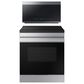 Samsung Bespoke 2-Piece Kitchen Package with 6.3 Cu. Ft. Slide-In Induction Range and 2.1 Cu. Ft. Fingerprint Resistant Over-the-Range Microwave in Stainless Steel, , large