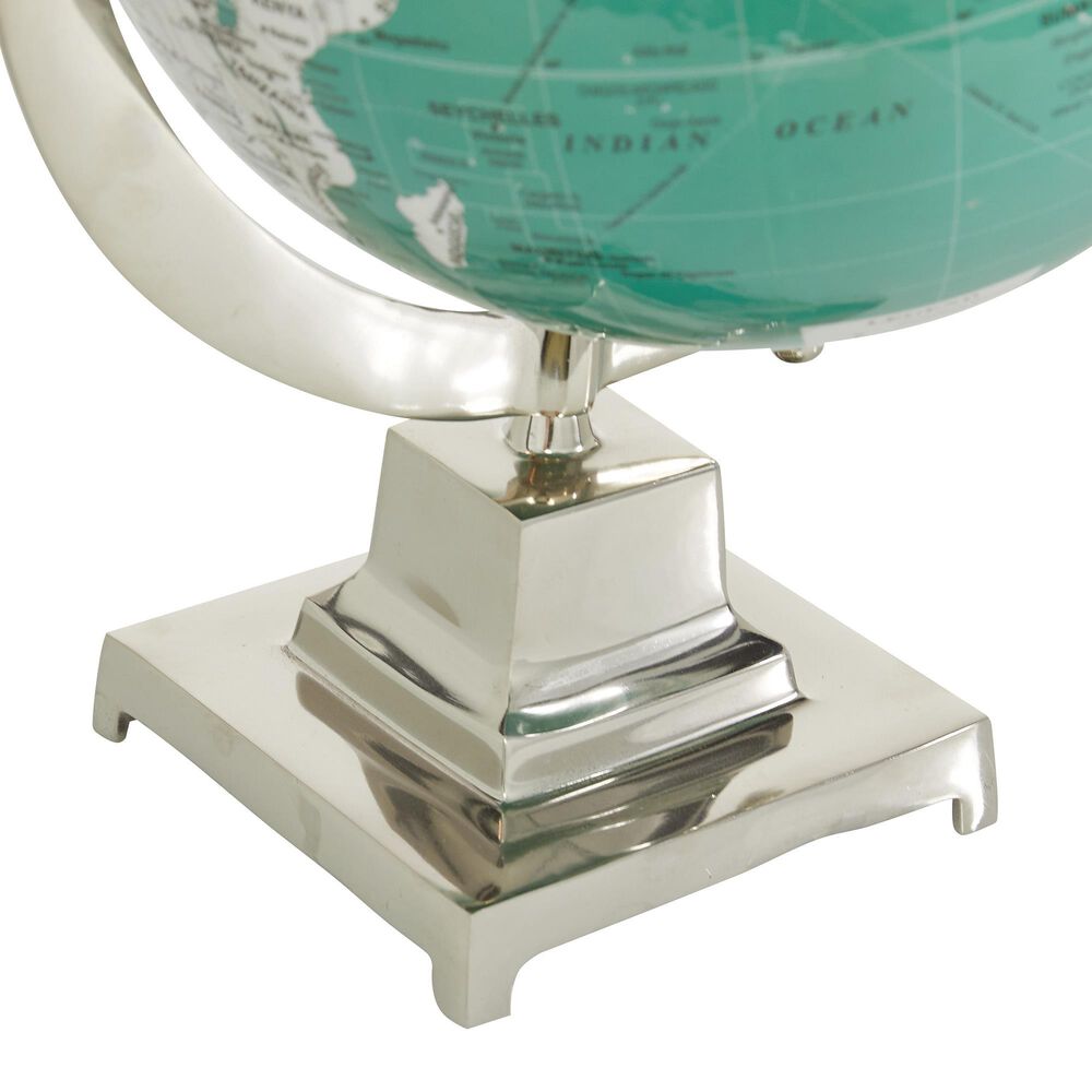 Maple and Jade 12&quot; x 18&quot; Globe in Teal, White and Silver, , large