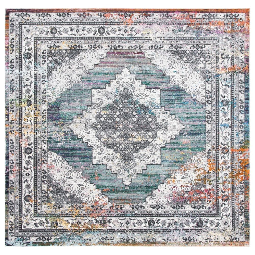 Safavieh Aria Southwestern 6"6" Square Ivory and Blue Area Rug, , large