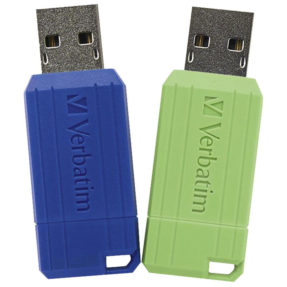 Verbatim 2-Pack 32 GB Pinstripe USB Flash Drive in Blue and Green, , large