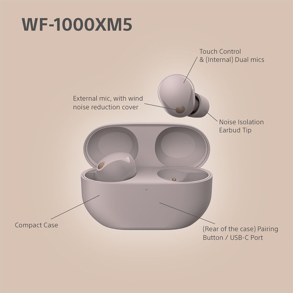 Sony Wireless Noise Cancelling Earbuds in Smoky Pink, , large