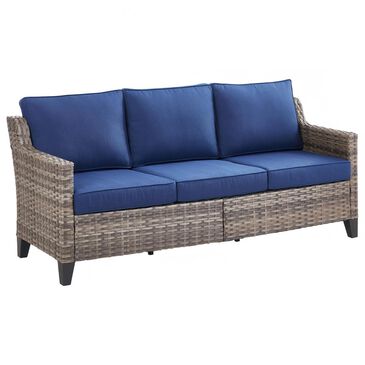 Sunwell Garden 30"H 3-Seater Outdoor Sofa with Navy Cushions in Gray, , large