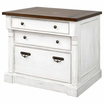 Martin Furniture Durham Lateral File with Lock in Weathered White, , large