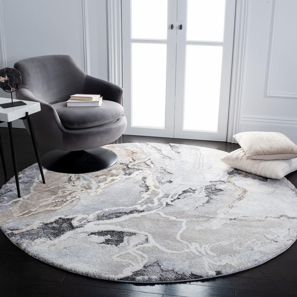 Safavieh Cyrus Shag CYR121G 6&#39;7&quot; Round Grey and Beige Area Rug, , large
