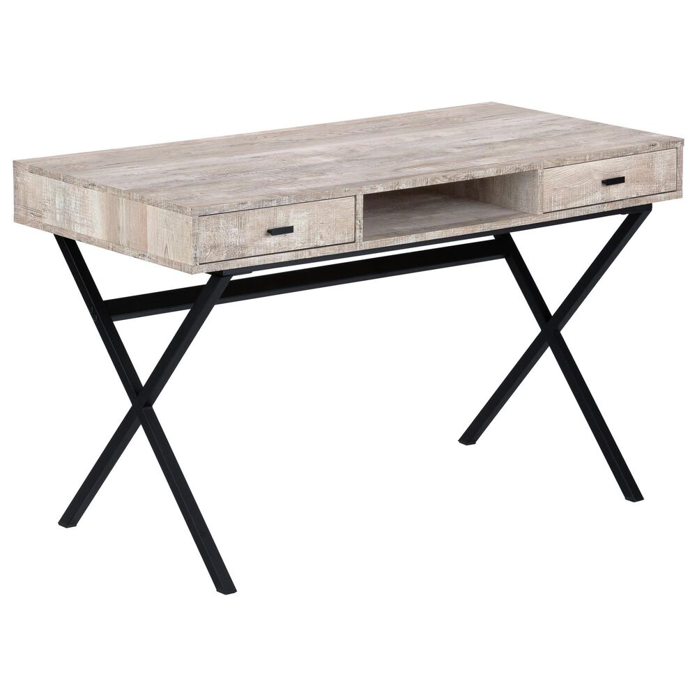 Monarch Specialties 48" Computer Desk in Taupe Reclaimed Wood and Black, , large