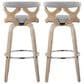 LumiSource Gardenia Swivel Fixed-Height Bar Stool with Cream Faux Leather Upholstery in Chrome and Walnut (Set of 2), , large