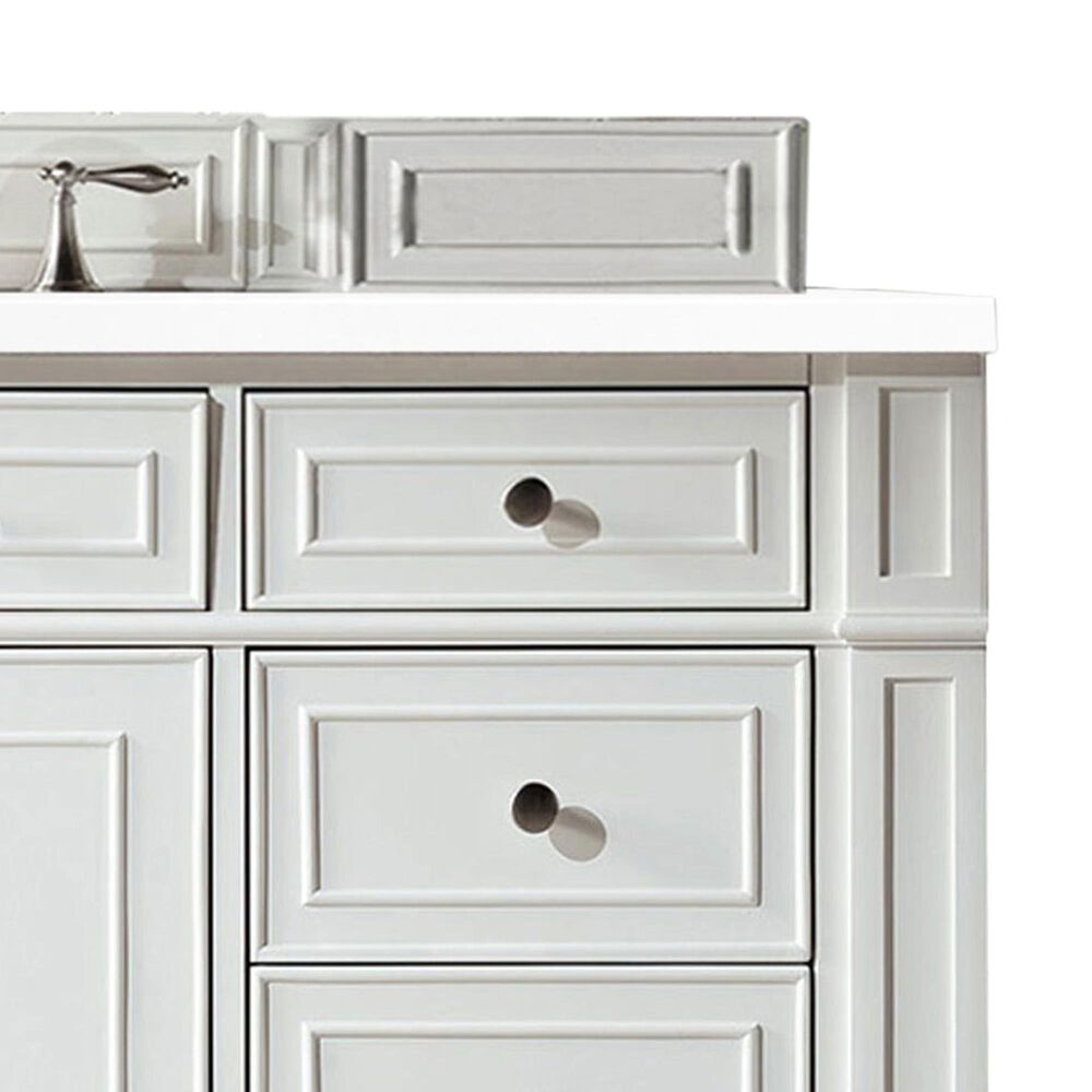 James Martin Vanities Bristol 48&quot; Single Bathroom Vanity in Bright White with 3 cm White Zeus Quartz Top and Rectangular Sink, , large