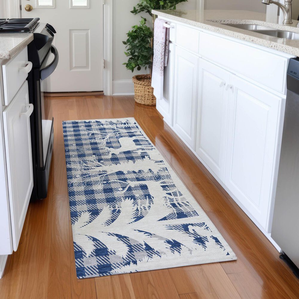 Dalyn Rug Company Wonderland WN32 2&#39;3&quot; x 7&#39;6&quot; Blue Indoor/Outdoor Runner, , large