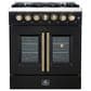 Forno Galiano 30" Freestanding French Door Dual Fuel Range in Black, , large