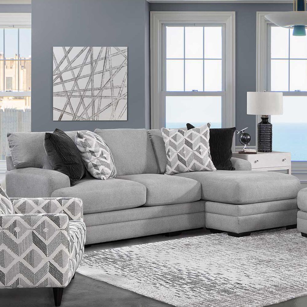 Moore Furniture Cleo 2-Piece Sofa with Reversable Chaise in Pebble Grey, , large