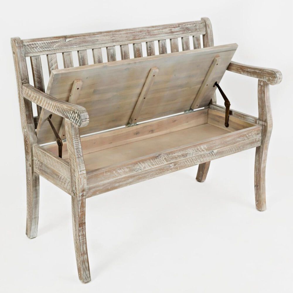 Waltham Artisan's Craft Storage Bench in Washed Gray, , large