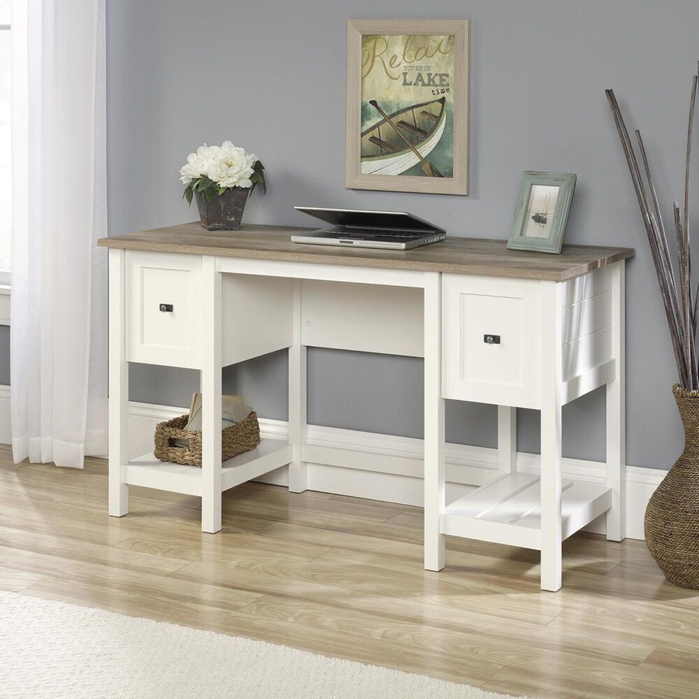 Sauder Cottage Road Desk in Soft White Nebraska Furniture Mart