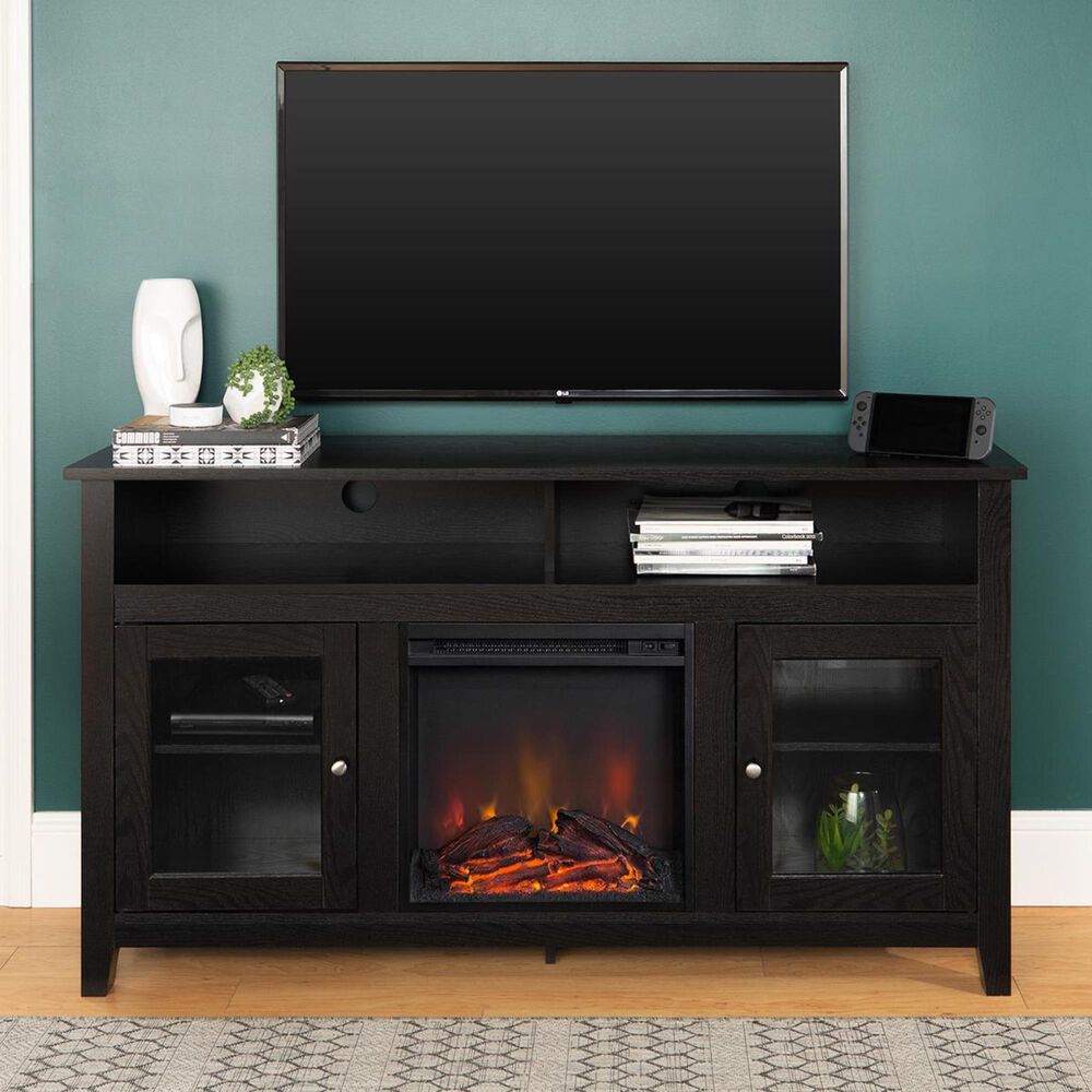 Walker Edison 58" Tall Fireplace TV Stand in Black Nebraska Furniture