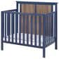 Hearth and Haven Connelly Mini Crib with Mattress Pad in Midnight Blue and Vintage Walnut, , large