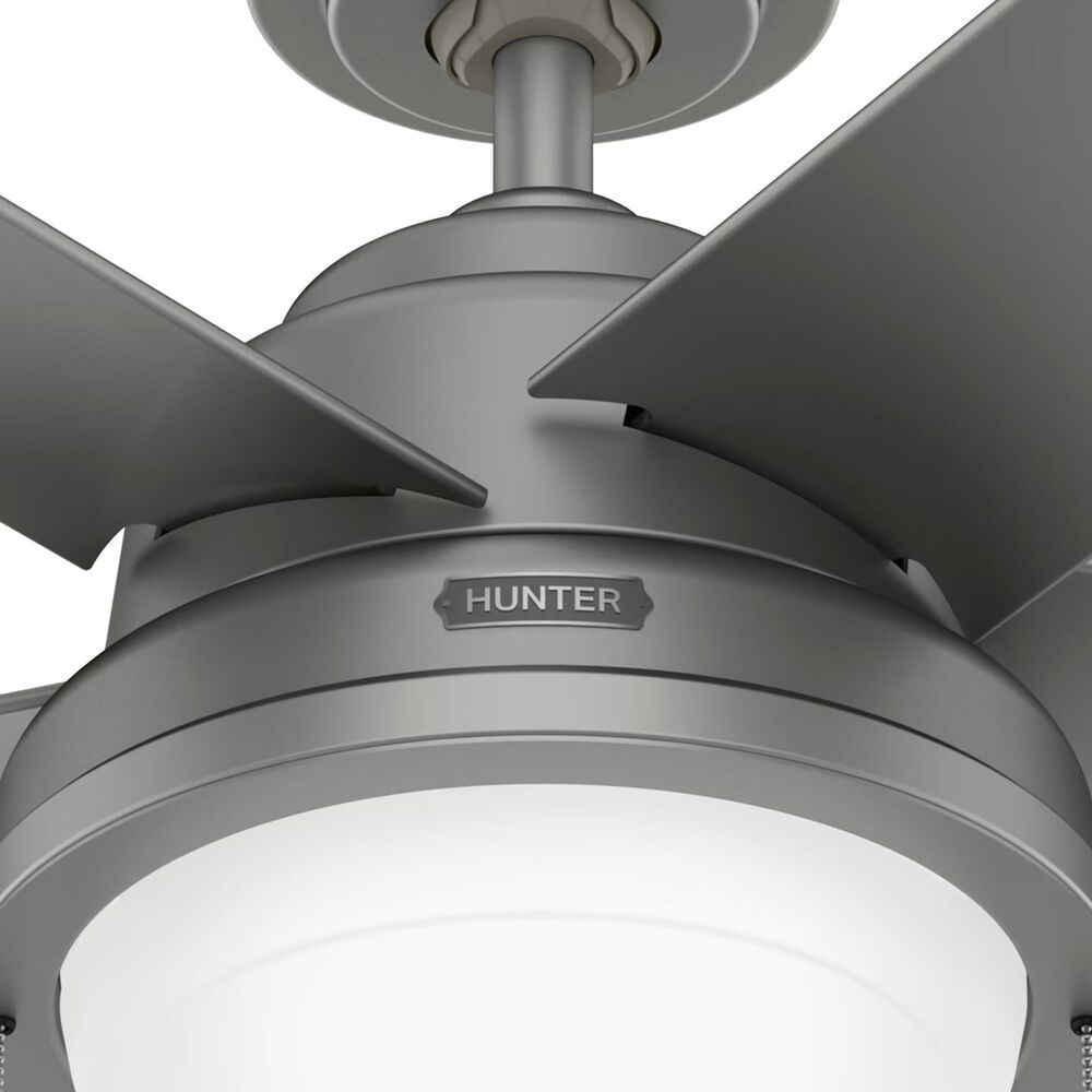 Hunter Seawall 44&quot; Outdoor Ceiling Fan with LED Lights in Matte Silver, , large