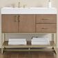 37B Mauri 42" Single Bathroom Vanity with Metal Base in Walnut Drift with High-Profile 4" White Composite Stone Top, , large