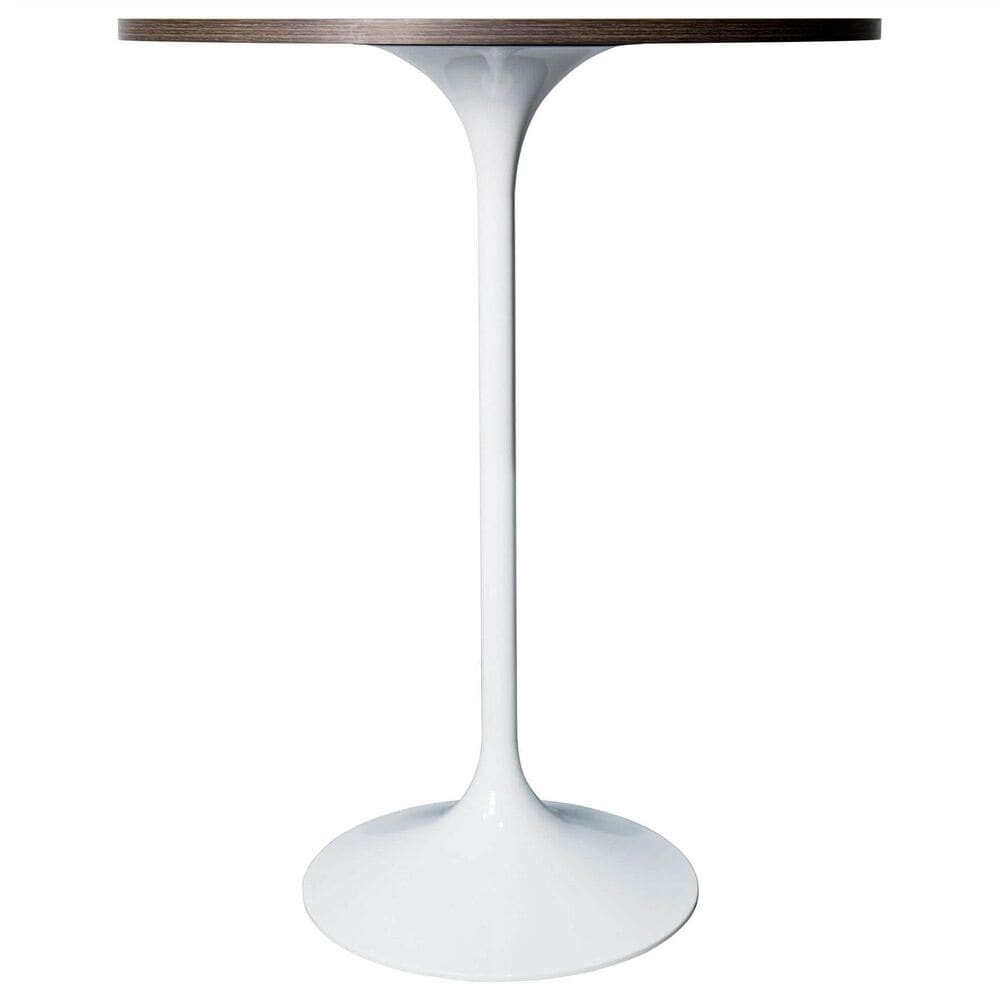 Leisuremod LeisureMod Verve Collection Modern Bar Height Table White Base with 27 Round Dark Walnut MDF Top, , large
