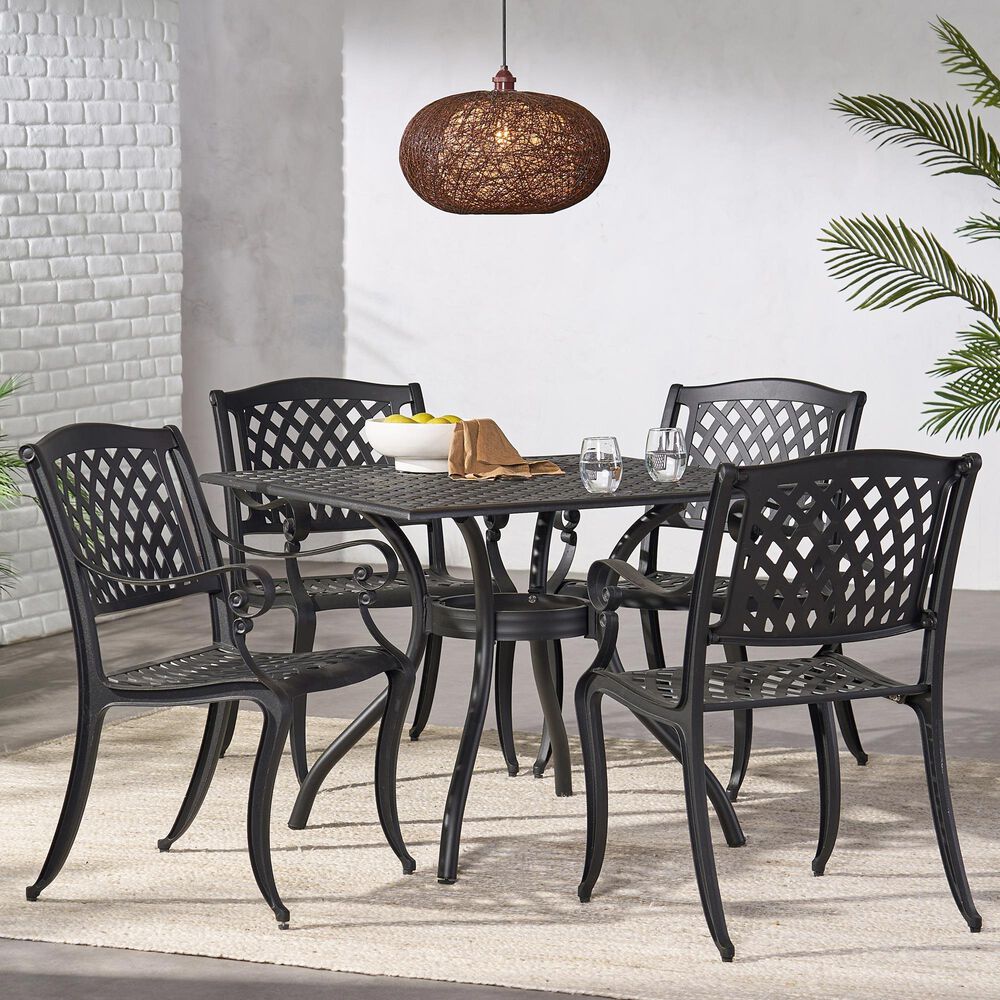 Hearth and Haven Olmsted 5-Piece Outdoor Dining Set in Black, , large