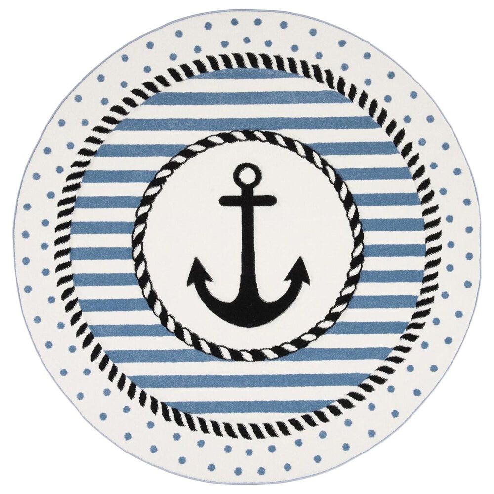 Safavieh Carousel 3" Round Ivory and Navy Kids  Area Rug, , large