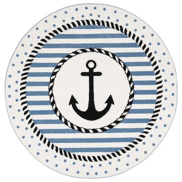 Safavieh Carousel 3" Round Ivory and Navy Kids  Area Rug, , large