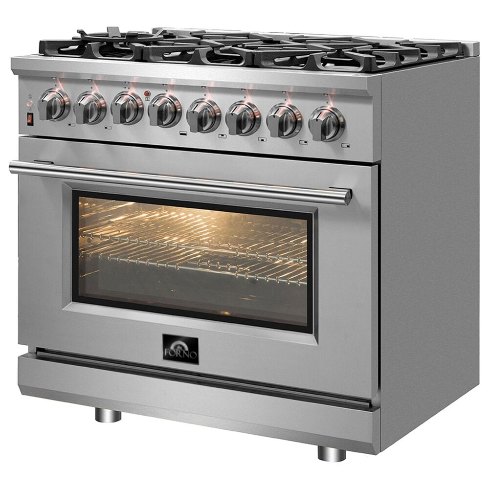 Forno Massimo 36" Freestanding Dual Fuel Range in Stainless Steel, , large