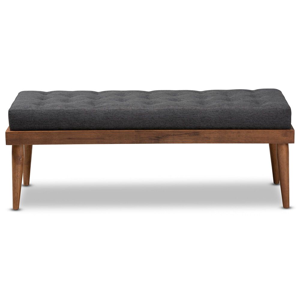 Baxton Studio Linus Accent Bench in Dark Grey, , large