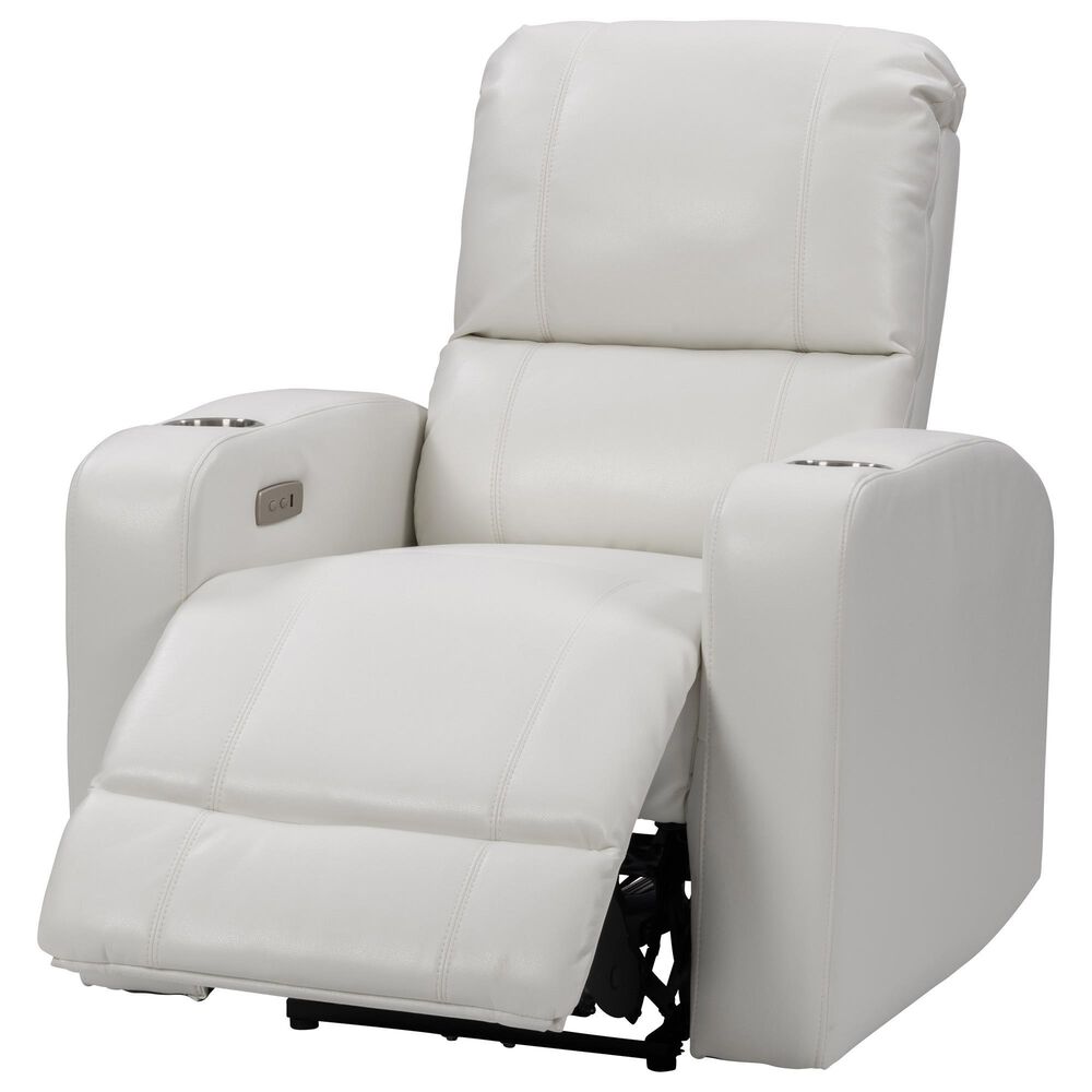CorLiving Oren Power Theatre Wall Hugger Recliner in White, , large