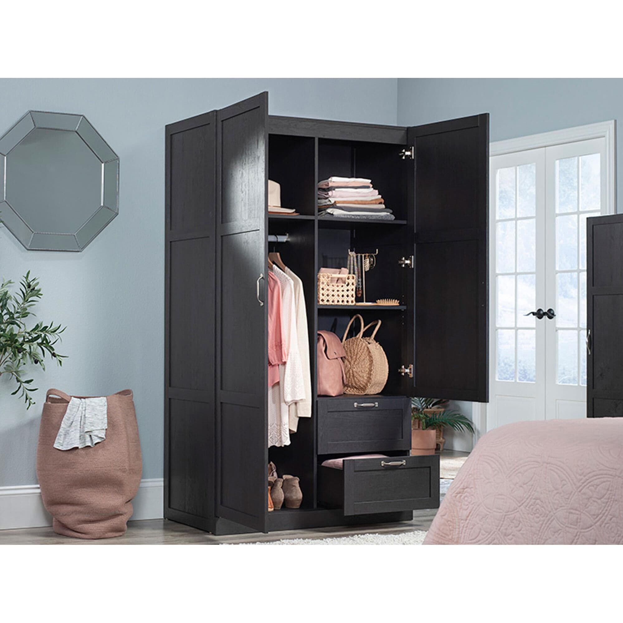 即日発送 S's Select Room Sauder Select Wardrobe in Raven Oak