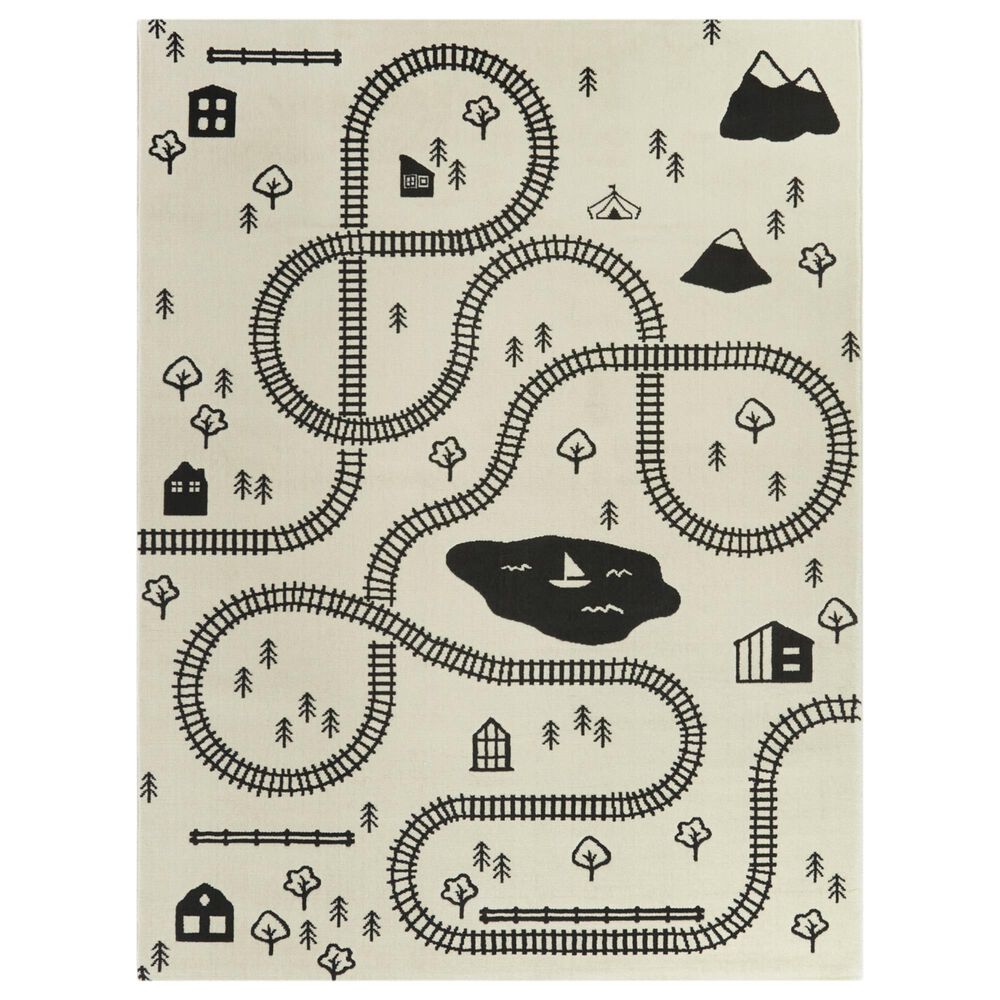 Balta Rugs Train Town 3"11" x 5"7" Cream Kids Area Rug, , large