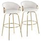 LumiSource Claire Swivel Barstool with Cream Velvet Upholstery in Gold (Set of 2), , large