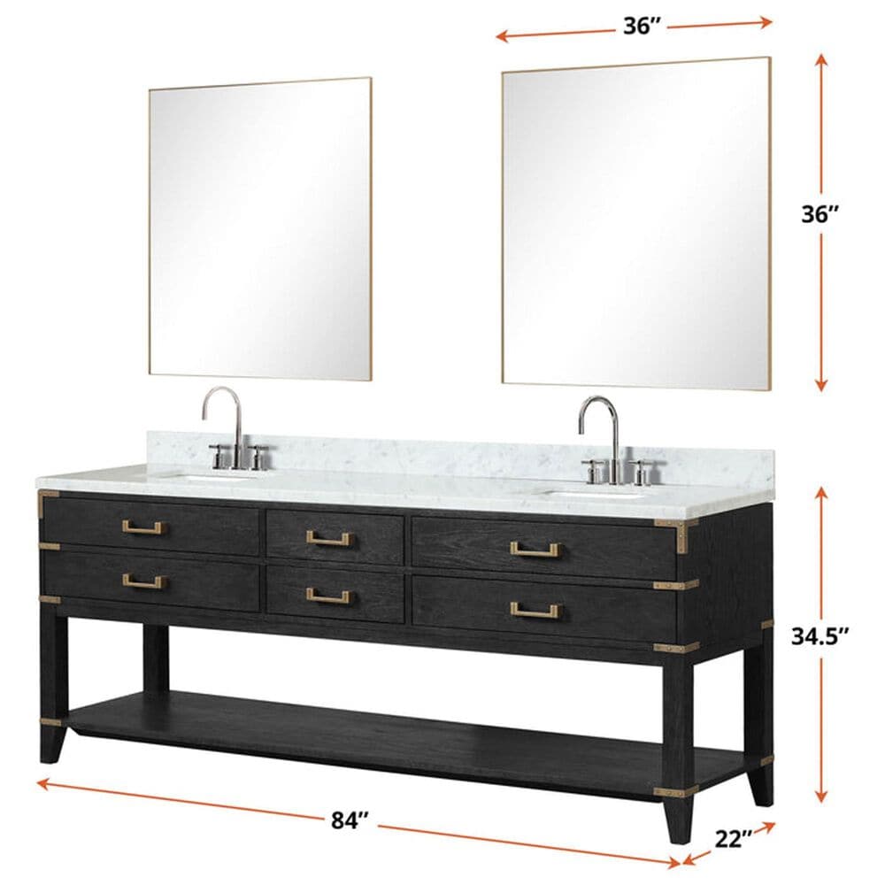 Lexora Home Norwalk 84&quot; Double Bathroom Vanity in Black Oak with White Cultured Marble Top  and Rectangle Sink, , large