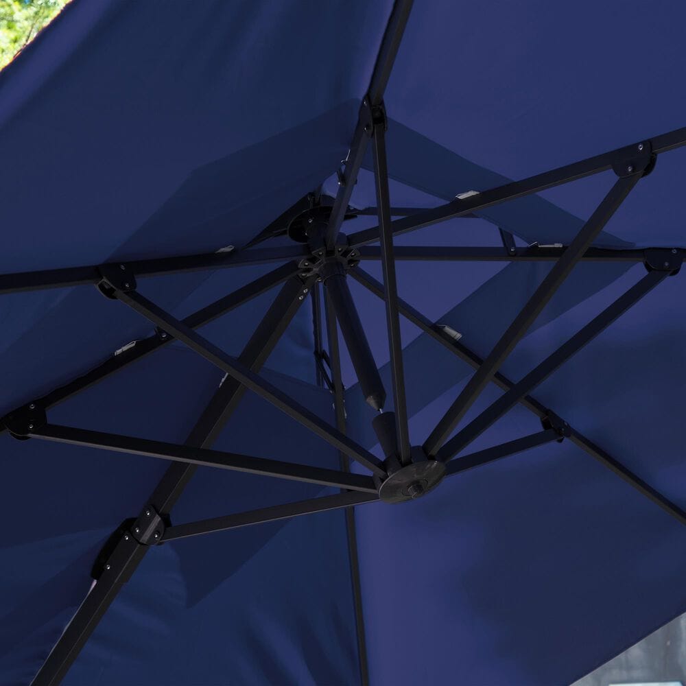 Furniture of America Kiran 8&#39; Crank Lift Double Top Square Patio Umbrella with Base in Blue, , large