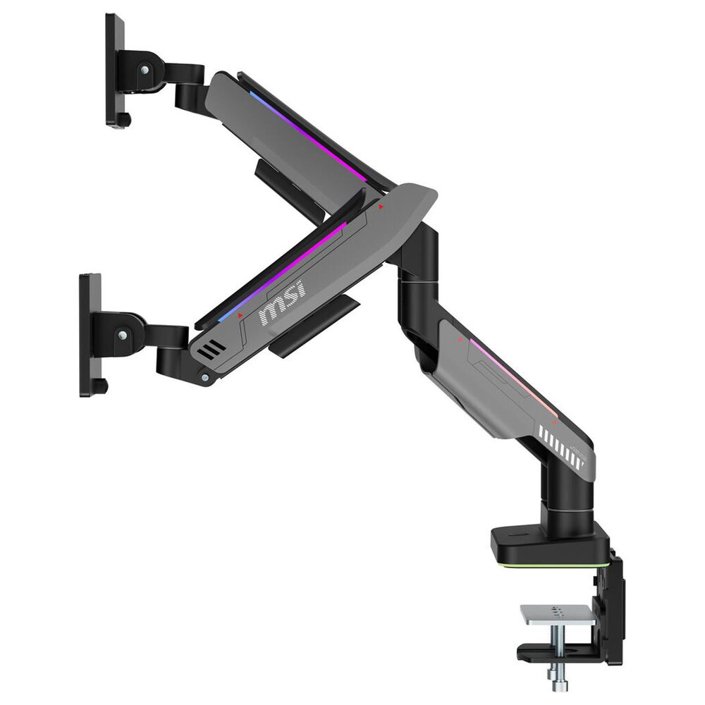 MSI Dual Monitor Mounting Arms in Matte Black and Painted Gray, , large