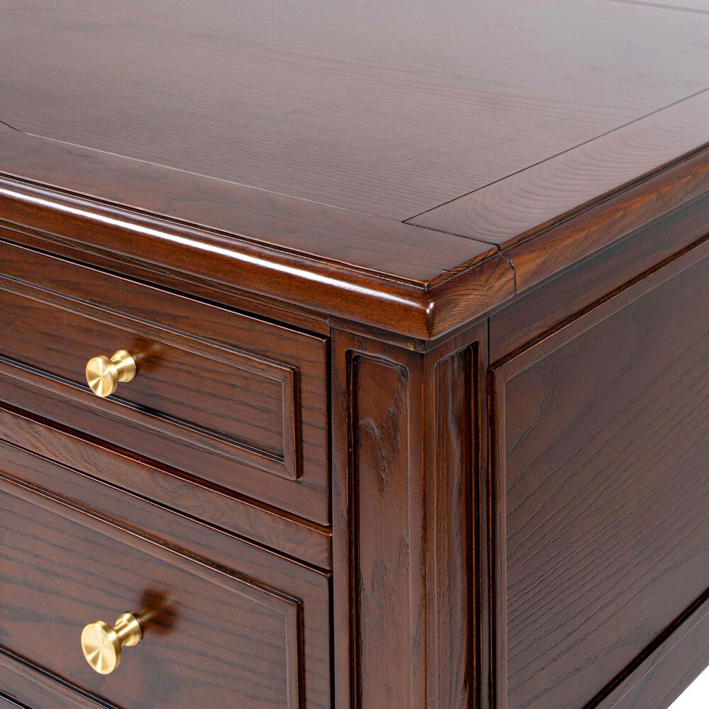 Jennifer Taylor Home Dauphin 5-Drawer Executive Desk in Walnut Brown, , large