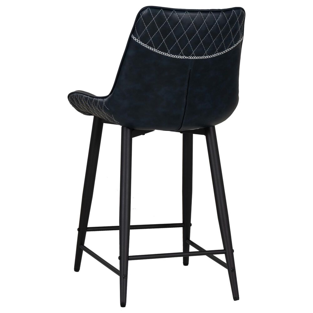 Linon Home Decor Elder 24" Counter Stool with Navy Cushion in Black, , large