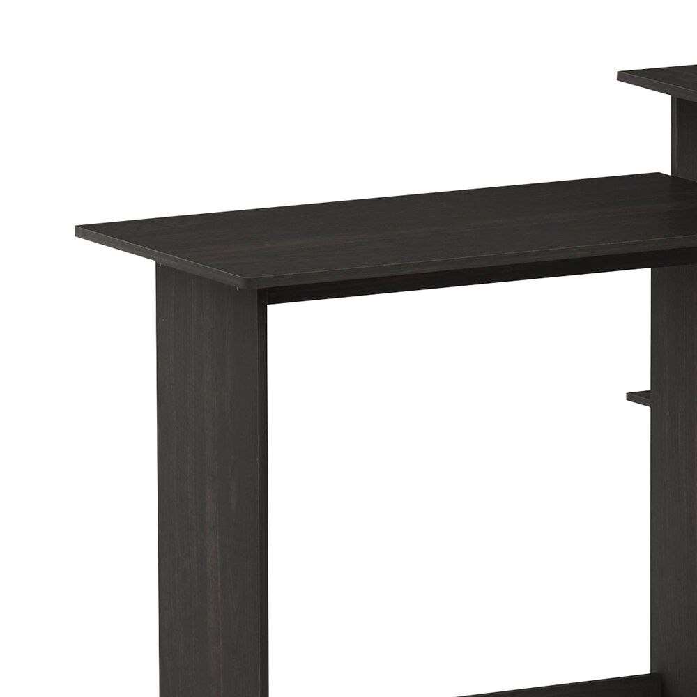 HOMLUX L-Shaped Computer Desk with Open Display Shelves in Espresso and Black, , large