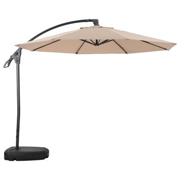 Noble House Siesta 9.7" Sand Offset Umbrella with Base in Dark Gray, , large