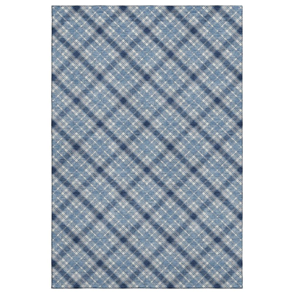 Dalyn Rug Company Soft Essentials Plaid Denim 10" x 14" Indoor/Outdoor Area Rug, , large