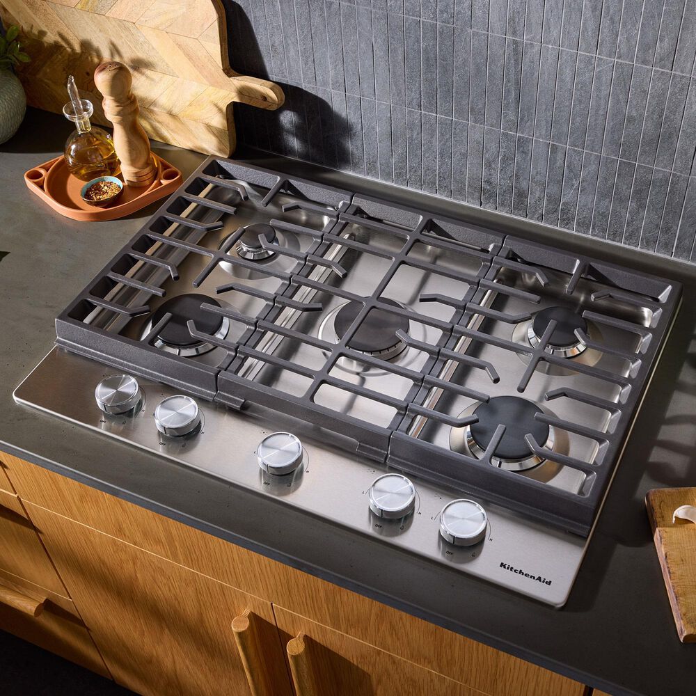 KitchenAid 30" Gas Cooktop with 5 Versatile Burners in Stainless Steel, , large