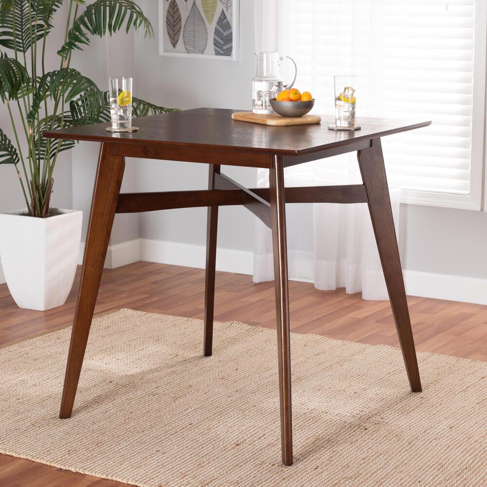 Baxton Studio Leena Counter Height Pub Table in Walnut Brown, , large