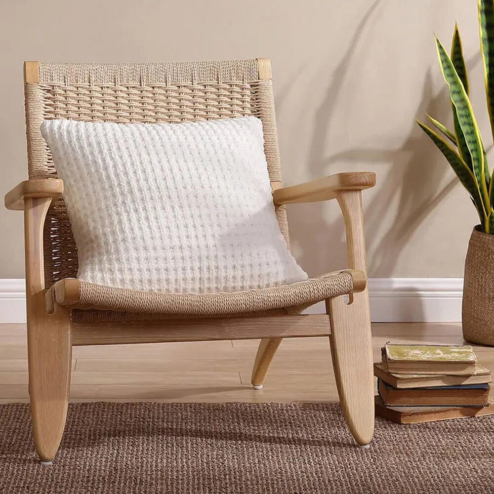 Sunday Citizen Snug Waffle 20&quot; Square Throw Pillow in Off White, , large