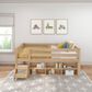 Birch Hollow Scandinavian Twin Low Loft Bed with Bookcase and Stepstool in Blonde, , large
