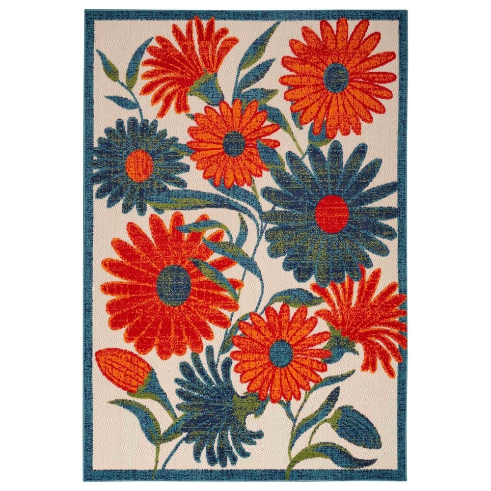 Nourison Aloha ALH33 3"6" x 5"6" Ivory and Multicolor Indoor/Outdoor Area Rug, , large