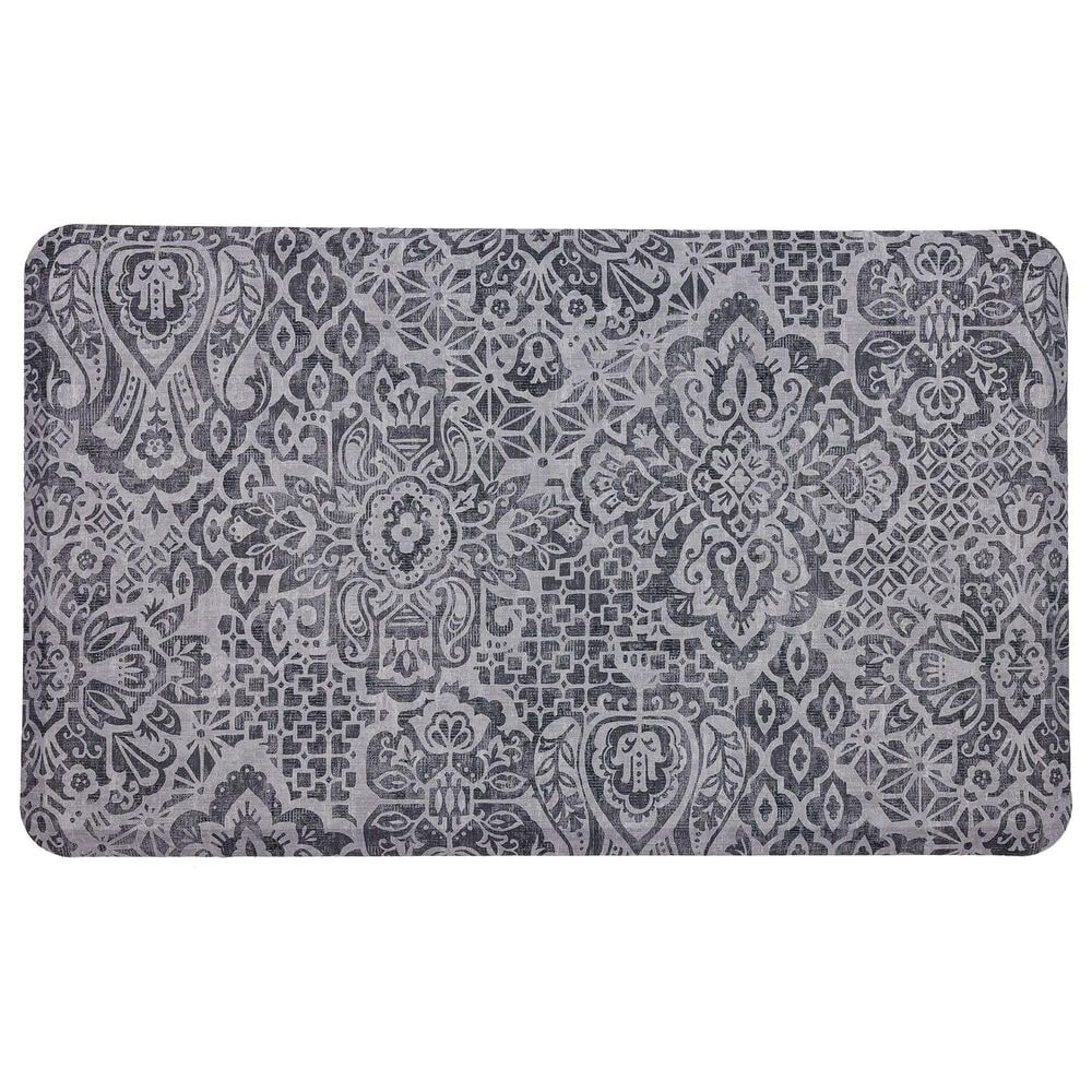 Mohawk Dri-Pro Damask Nouveau 1"6" x 2"6" Grey Door Mat, , large